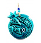 Turquoise Evil Eye Beads Pomegranate Shaped Ceramic Handmade Mini Wall Ornament