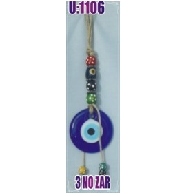 LINEN YARN KNITTING MACROME  WITH EVIL EYE WALL HANGING
