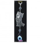 Silver Plated  Metal Cat with Evil Eye Bead