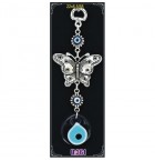  Silver Plated Metal Butterfly with Evil Eye Bead