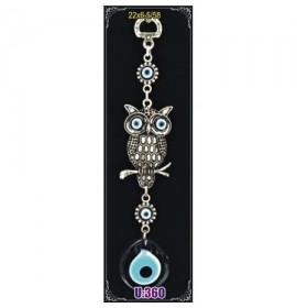 Silver Plated  Metal Owl with Evil Eye Bead