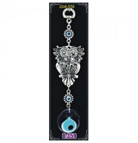 Silver Plated  Metal Owl with Evil Eye Bead