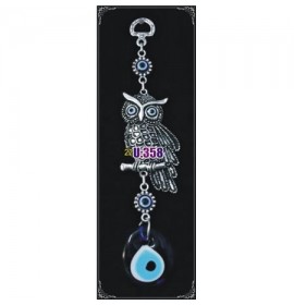 Silver Plated Metal Owl with Evil Eye Bead