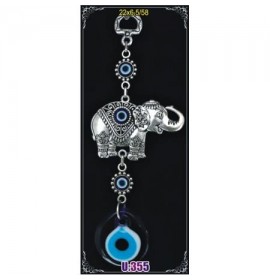 Silver Plated Metal Elephant with Evil Eye Bead
