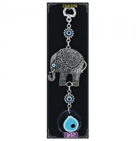 Silver Plated Metal Elephant with Evil Eye Bead