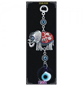 Silver Plated Metal Elephant with Evil Eye Bead