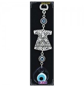 Silver Plated  Metal Dervish Vest with Evil Eye Bead