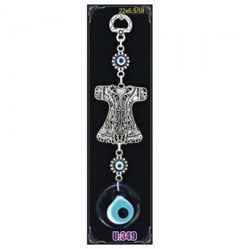 Silver Plated  Metal Dervish Vest with Evil Eye Bead