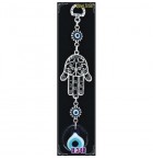 Silver Plated  Metal Hamsa with Evil Eye Bead