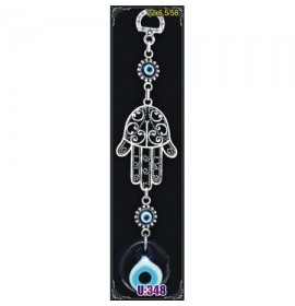 Silver Plated  Metal Hamsa with Evil Eye Bead