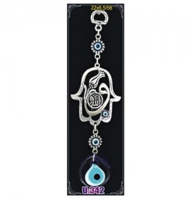 Silver Plated  Metal Hamsa with Evil Eye Bead