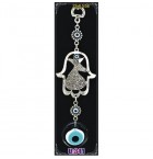 Silver Plated  Metal Hamsa with Evil Eye Bead