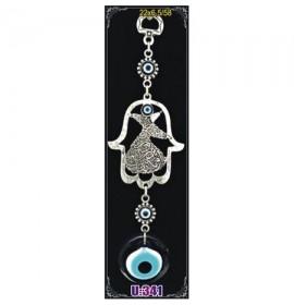 Silver Plated  Metal Hamsa with Evil Eye Bead