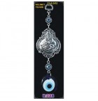 Silver Plated  Metal Word of Tawhid with Evil Eye Bead