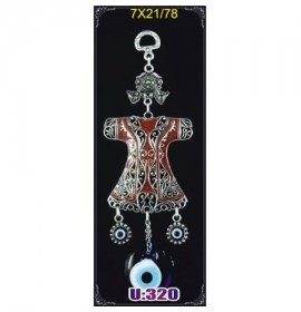 Silver Plated  Metal Dervish Vest with Evil Eye Bead