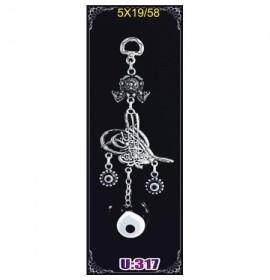 Silver Plated  Metal Ottoman Sign with Evil Eye Bead