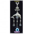  Silver Plated Metal Dolphin with Evil Eye Bead
