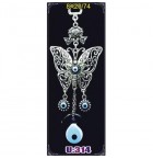  Silver Plated Metal Butterfly with Evil Eye Bead