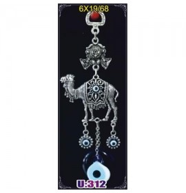 Silver Plated Metal Camel with Evil Eye Bead