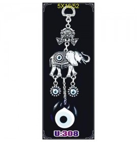 Silver Plated Metal Elephant with Evil Eye Bead