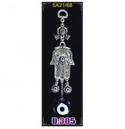 Silver Plated  Metal Hamsa with Evil Eye Bead