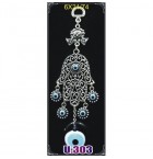 Silver Pilated  Metal Hamsa with Evil Eye Bead