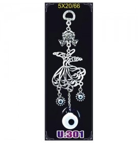  Silver Plated Metal Whirling Dervish with Evil Eye Bead