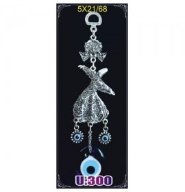  Silver Plated Metal Whirling Dervish with Evil Eye Bead