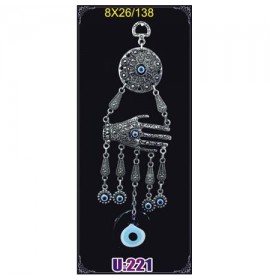Silver Plated  Metal Hand with Evil Eye Bead