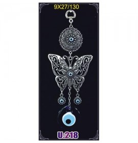  Silver Plated Metal Butterfly with Evil Eye Bead