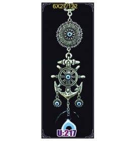 Silver Plated  Metal Anchor with Evil Eye Bead