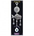 Silver Plated  Metal Fish with Evil Eye Bead