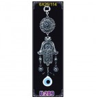 Silver Plated  Metal Hamsa with Evil Eye Bead