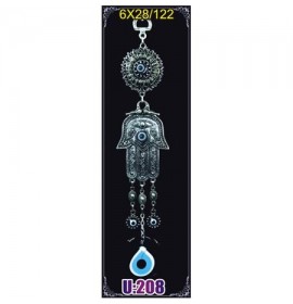 Silver Plated  Metal Hamsa with Evil Eye Bead