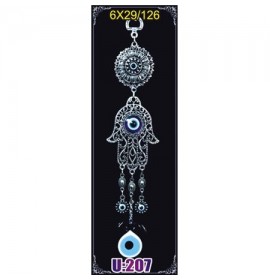 Silver Plated  Metal Hamsa with Evil Eye Bead