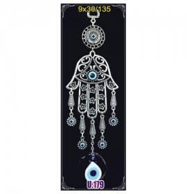 Silver Plated  Metal Hamsa with Evil Eye Bead