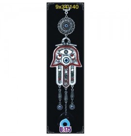 Silver Plated  Metal Hamsa with Evil Eye Bead