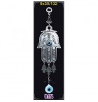 Silver Plated  Metal Hamsa with Evil Eye Bead