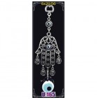 Silver Plated  Metal Hamsa with Evil Eye Bead