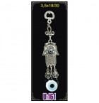 Silver Plated  Metal Hamsa with Evil Eye Bead