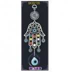 Silver Plated  Metal Hamsa with Evil Eye Bead