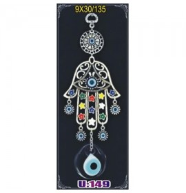 Silver Plated  Metal Hamsa with Evil Eye Bead