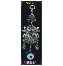  Silver Plated Metal Whirling Dervish with Evil Eye Bead