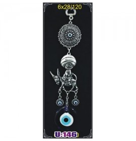 Silver Plated  Metal Nasreddin Hodja with Evil Eye Bead