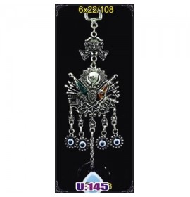 Silver Plated  Metal Ottoman Sign with Evil Eye Bead