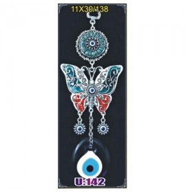  Silver Plated Metal Butterfly with Evil Eye Bead