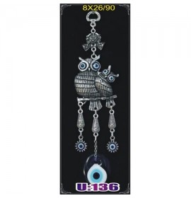 Silver Plated  Metal Owl with Evil Eye Bead