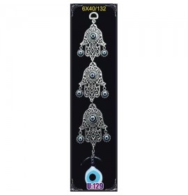 Silver Plated  Metal Hamsa Triple Wall Hanging