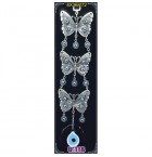 Silver Plated  Metal Butterfly Tripple Wall Hanging