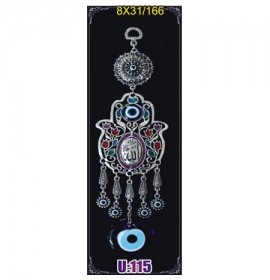 Silver Plated  Metal Hamsa with Evil Eye Bead